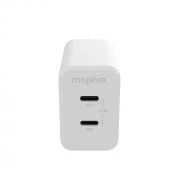 mophie Accessories Wall Adapter-USB-C-PD-DUAL-45W-GAN-White-EU(2xUSBC)