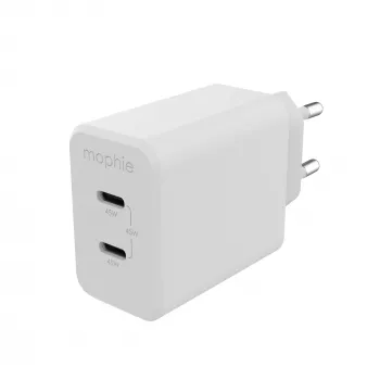 mophie Accessories Wall Adapter-USB-C-PD-DUAL-45W-GAN-White-EU(2xUSBC)