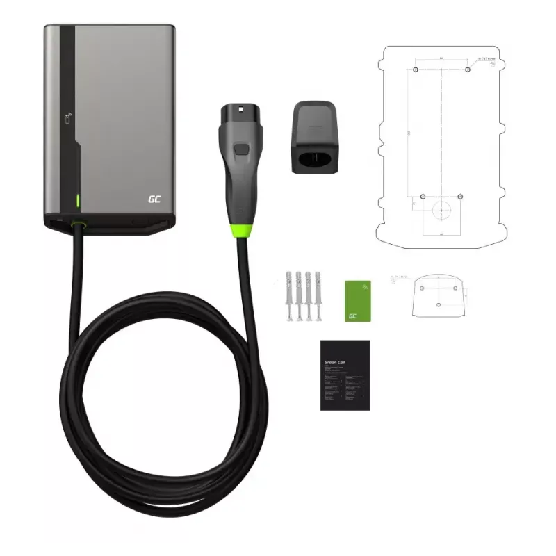 Electric Vehicle Charging Station Green Cell EVGC021A2275 22000W Wall Mounted Grey Aluminium