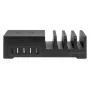 Manhattan Charging Station with Wireless Charging Pad (detachable), 1x Wireless, 1x USB-C and 4x USB-A Ports, Wireless Output: 2A, USB-C Output: 3A, USB-A Outputs: 1x 3A and 3x 2.4A max, Cable 1m, Black (Power Cable: Euro 2-pin plug to C7 figure-of-8 connector)