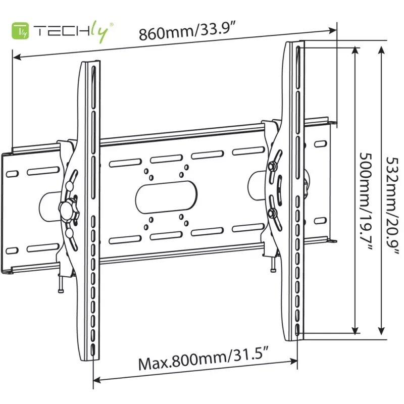 Techly Tilting Wall Mount for TV LED LCD 42-80 inch Black