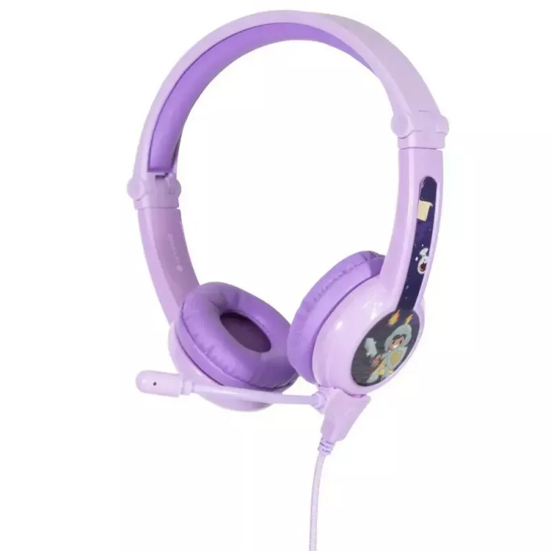 Headphones buddy phones Galaxy lilac — over-ear kids headphone, adjustable headband, volume-limited