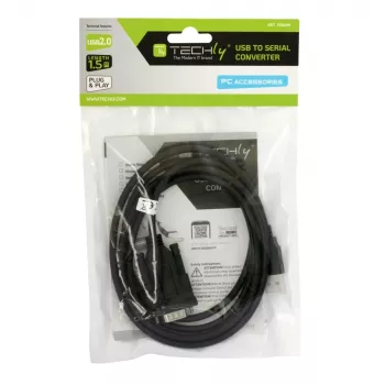 Serial Cable Techly IDATA-USB2-SER-1 Black 1.5m USB Type-A DB-9