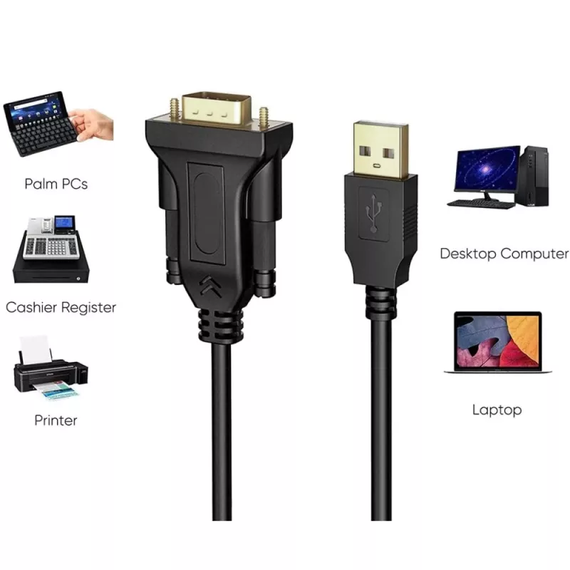 Serial Cable Techly IDATA-USB2-SER-1 Black 1.5m USB Type-A DB-9
