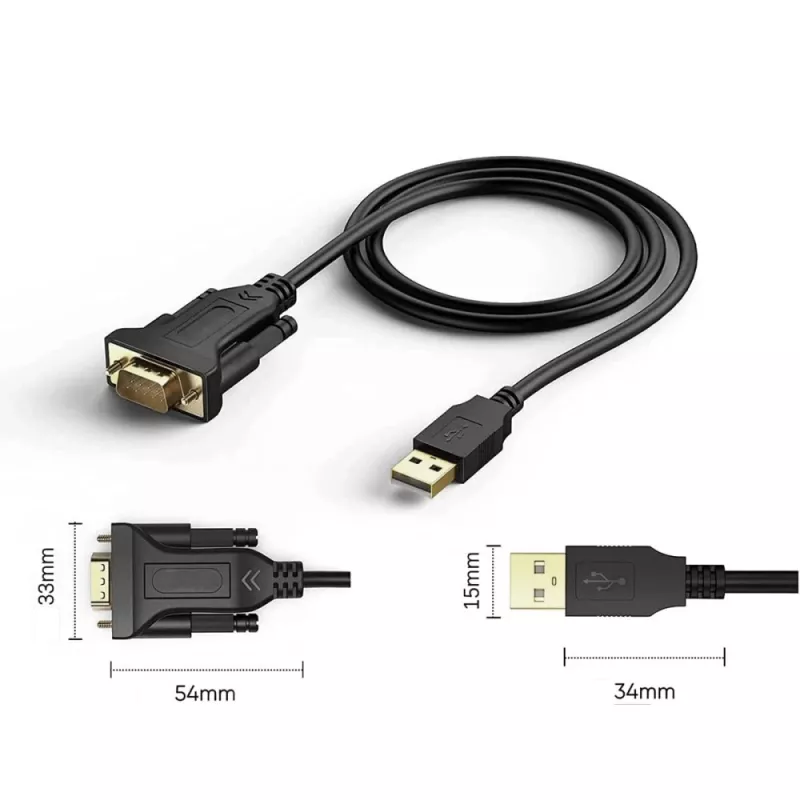 Serial Cable Techly IDATA-USB2-SER-1 Black 1.5m USB Type-A DB-9