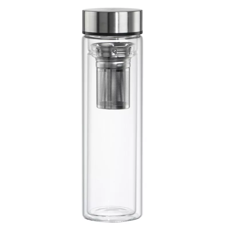 Drinking bottle Xavax 00181598 — 450 ml borosilicate glass with silicone sleeve, blue transparent