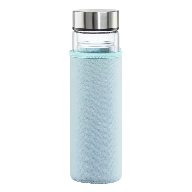 Drinking bottle Xavax 00181598 — 450 ml borosilicate glass with silicone sleeve, blue transparent