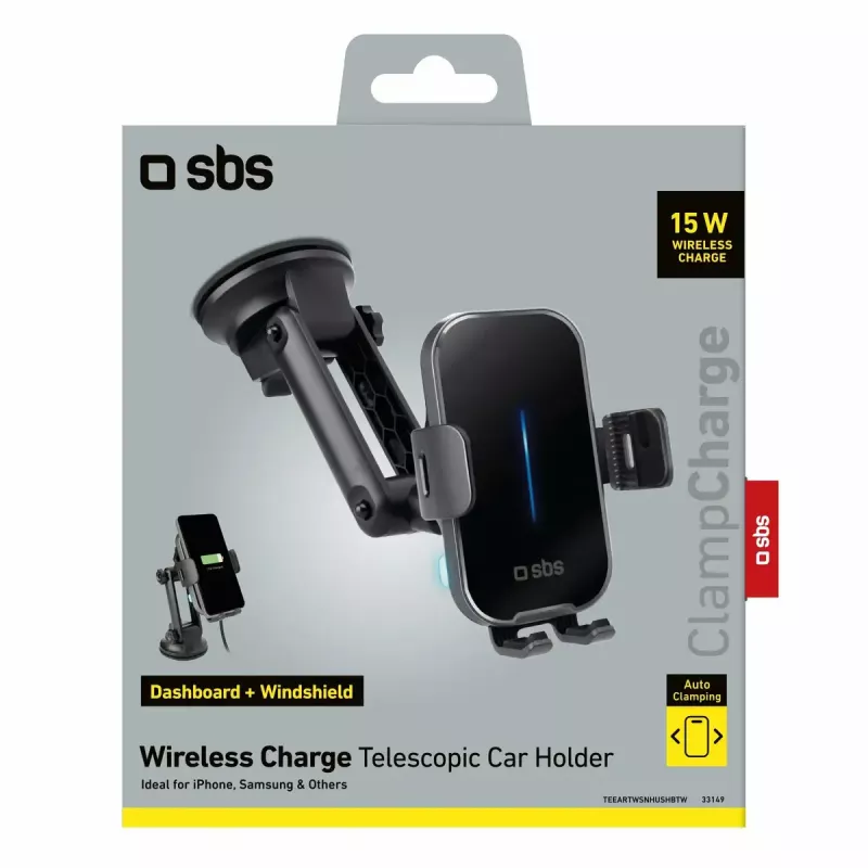 Car active phone holder SBS Mobile TESUPEXTWIR15W for mobile phones, black