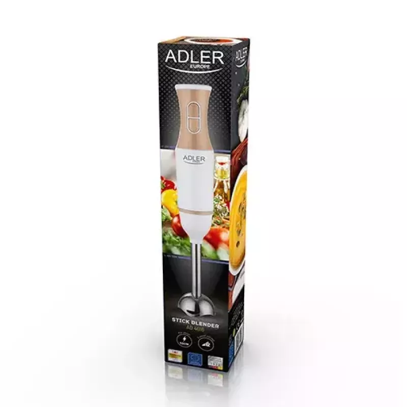 Immersion blender Adler AD 4616 — handheld stick blender, 500 W max, 2 speeds, stainless steel blades, white