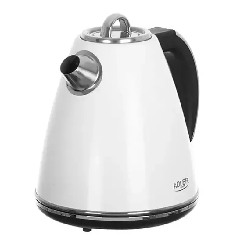Adler AD 1343 electric kettle, 1.5 L, 1850 W, stainless steel, Strix, White