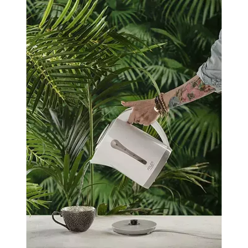 Electric kettle Adler AD 1244 — 2.5 L, 2200 W, white, concealed heating element