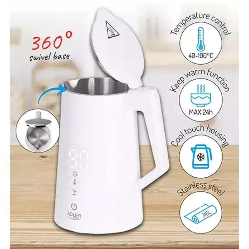Electric kettle Adler 1.7 L 1850 W White