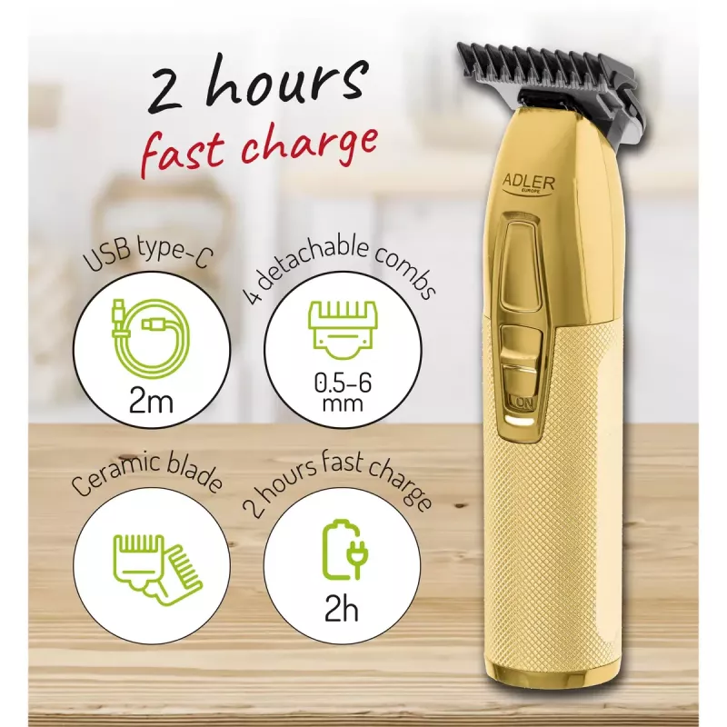 Beard Trimmer Adler AD 2836G Battery 0.9 6 mm Gold