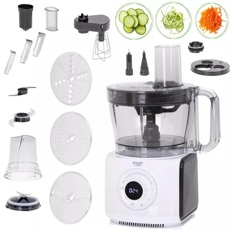 Adler AD 4224 Food Processor, 1000 W, 2 L bowl, 7 speeds, White
