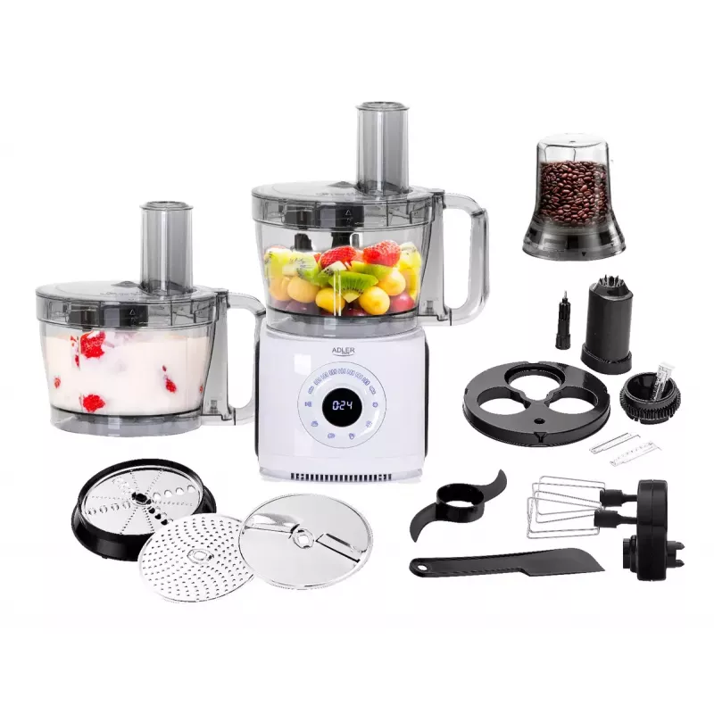 Adler AD 4224 Food Processor, 1000 W, 2 L bowl, 7 speeds, White