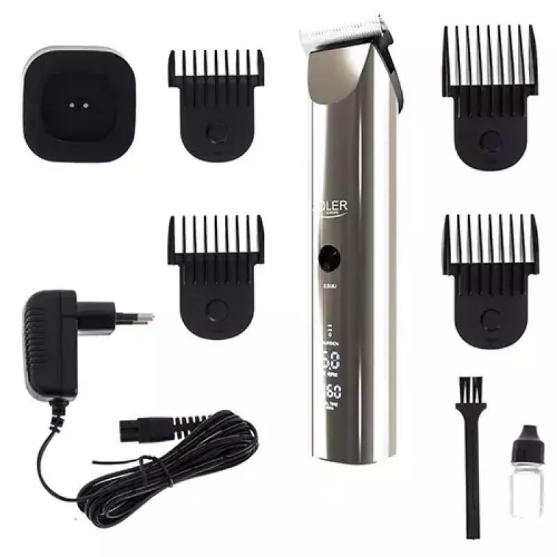 Adler AD 2834 Hair Clipper, 3 mm to 1.2 cm, 4 attachments, LCD, Silver