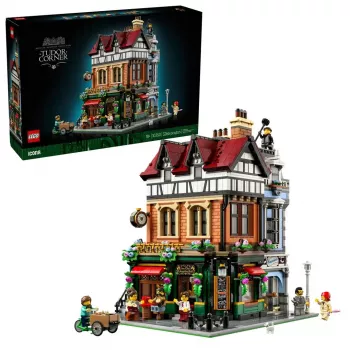 LEGO Icons building kit 10350 Tudor Corner House — 3,266 pieces, 8 minifigures, age 18+, 260×250×310 mm