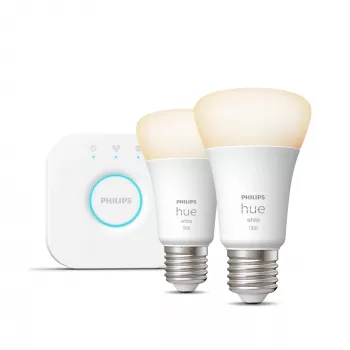 Philips Hue White Starter kit: 2 E27 smart bulbs (1100), Smart lighting kit, Bluetooth/Zigbee, White, LED, E27, A60