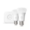 Philips Hue White Starter kit: 2 E27 smart bulbs (1100), Smart lighting kit, Bluetooth/Zigbee, White, LED, E27, A60