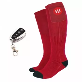 Athletic socks Glovii GQ3L L, unisex heated cotton socks with integrated heating element, temperature control, red