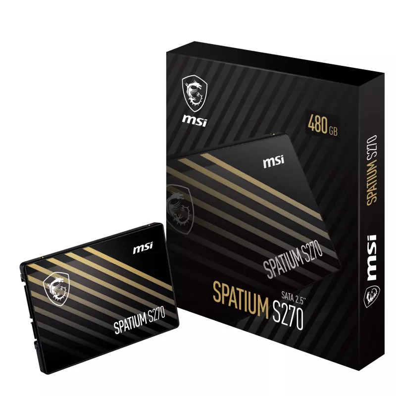 2.5 inch SATA III SSD MSI SPATIUM S270 480GB — 3D NAND, 450 MB/s write, 2 M h MTBF