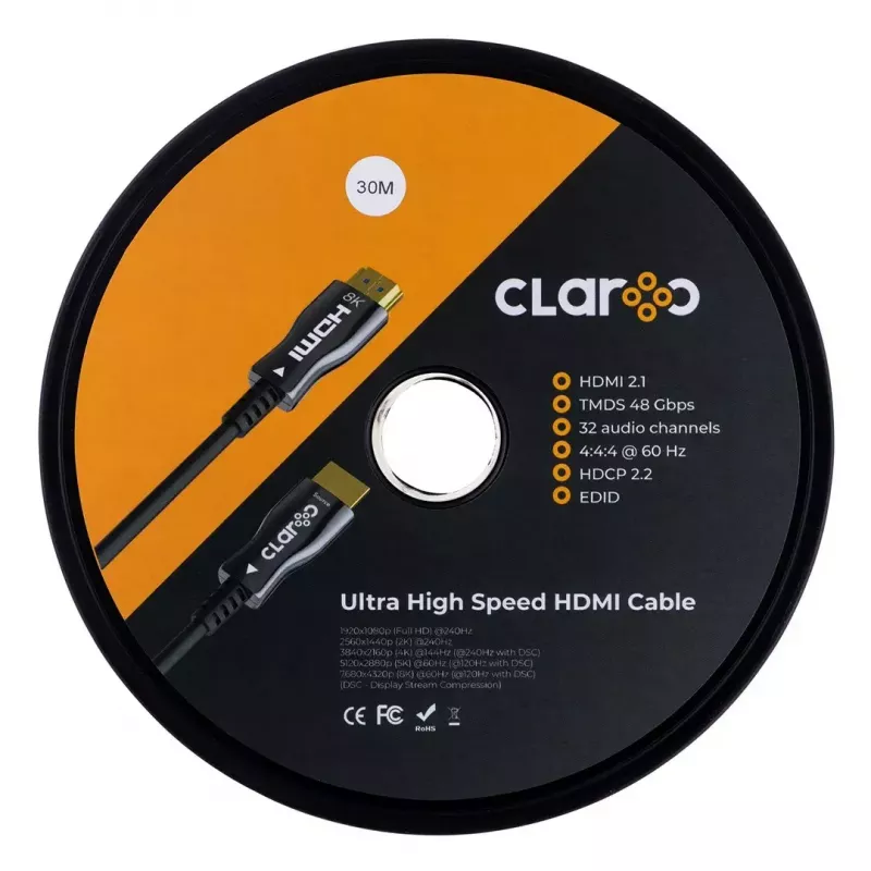 HDMI cable claroc FEN-HDMI-21-30M — 30 m, HDMI 2.1, 8K 120Hz support