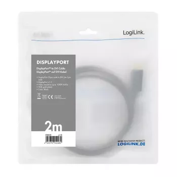 Video Cable Adapter LogiLink CV0130 1m DisplayPort DVI Black