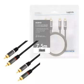 Audio Cable LogiLink CA1208 7.5m 2 x RCA Black