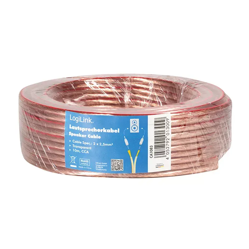 Audio cable LogiLink CA1083 10 m Transparent