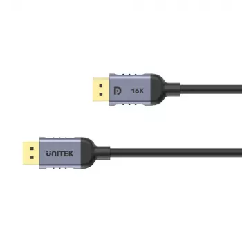 DisplayPort cable Unitek C1626GY01-2M, DisplayPort 2.1 male–male, 2 m, 80 Gbit/s, 16K@60Hz, 4K@240Hz, HDR, HDCP 2.2