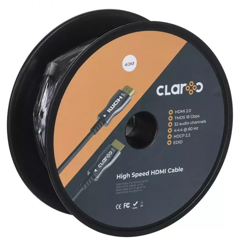 HDMI fiber optic cable claroc FEN-HDMI-20-40M, Active Optical Cable (AOC) HDMI 2.0, 4K, 40 m