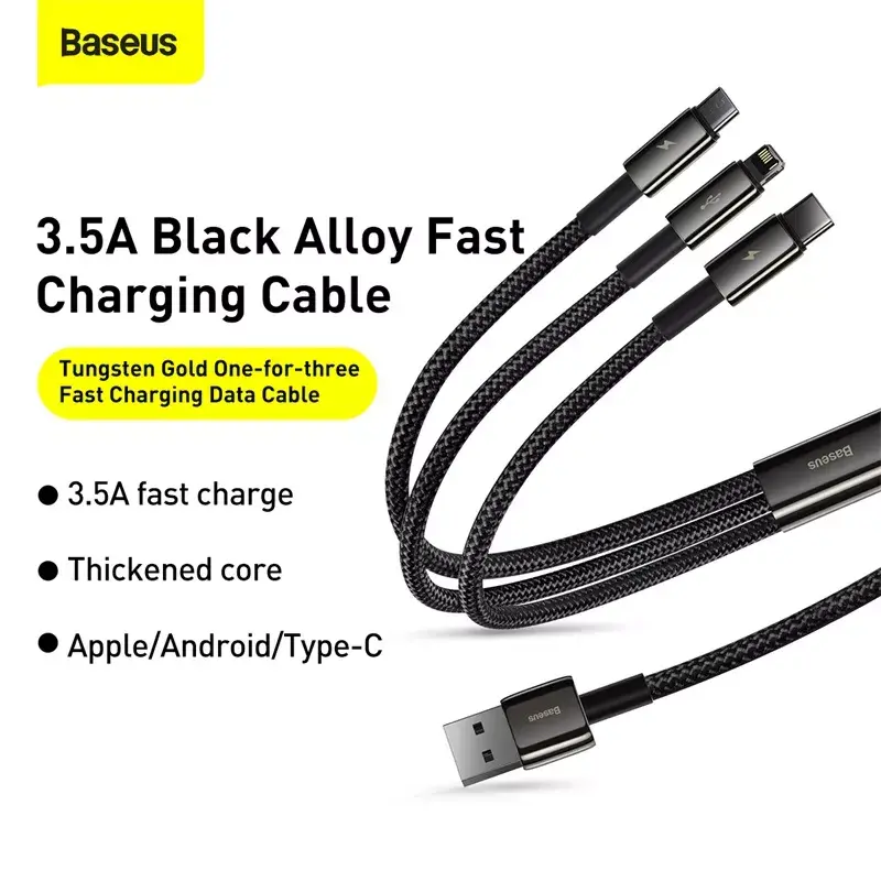 3-in-1 USB Cable Baseus Tungsten Gold CAMLTWJ-01