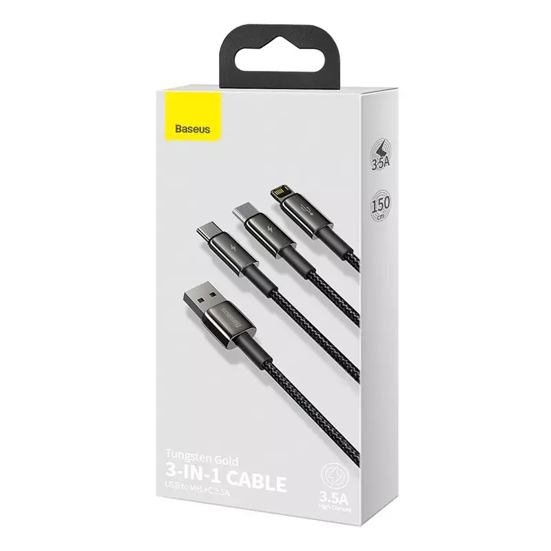 3-in-1 USB Cable Baseus Tungsten Gold CAMLTWJ-01