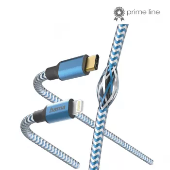 Hama Reflective Cable 1.5 m Blue Lightning to USB C 3 A