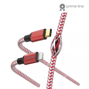 Hama Reflective Cable 1.5m Red Lightning to USB C 3A