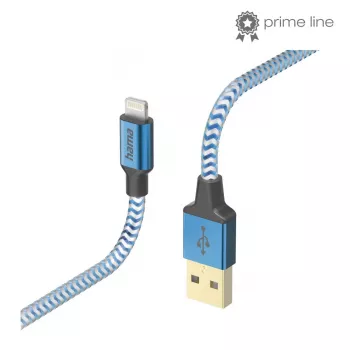 Cable Hama Reflective 1.5 m Blue Lightning to USB A 2.4 A