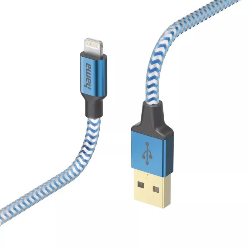 Cable Hama Reflective 1.5 m Blue Lightning to USB A 2.4 A