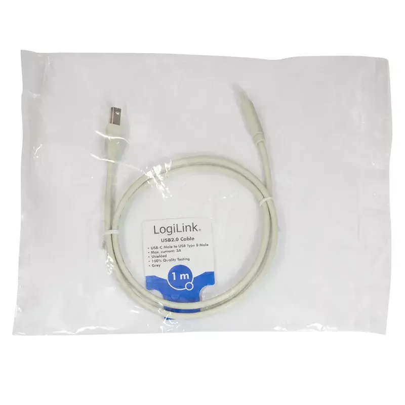 USB Cable LogiLink CU0160 USB 2.0 1m USB C USB B White