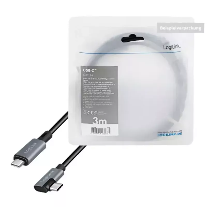 USB Cable LogiLink CU0183 2m USB C Black Silver USB 2.0
