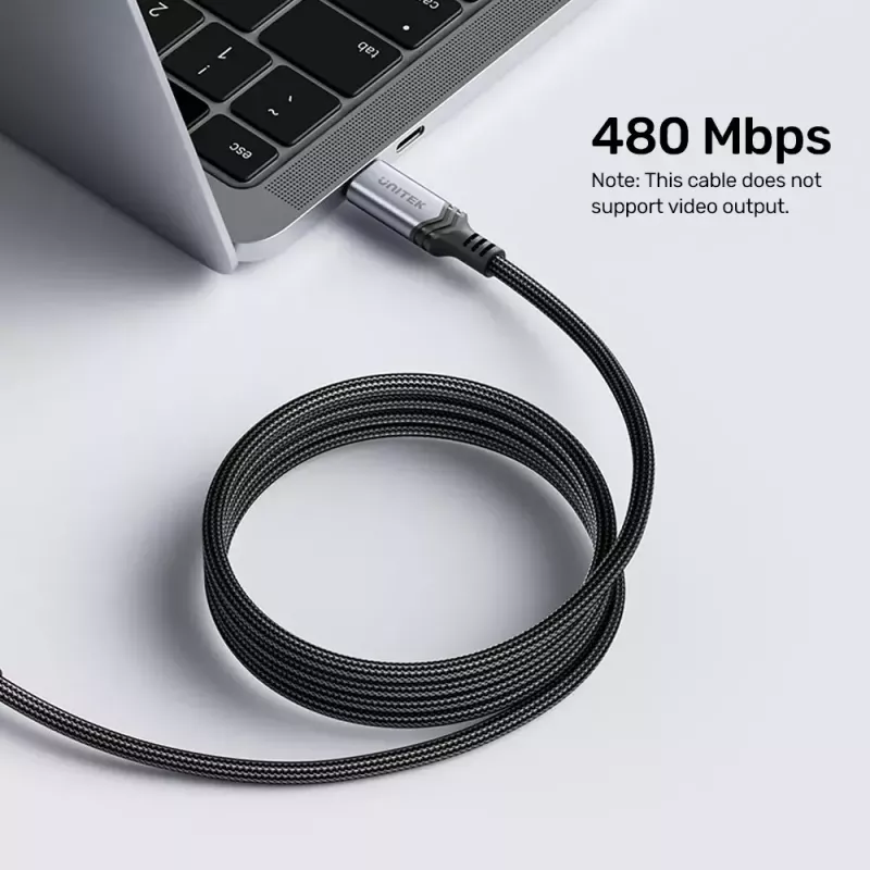 USB-C to USB-C cable Unitek C14110GY-2M USB 3.2 Gen 1, 2 m, 5 A, 240 W, black
