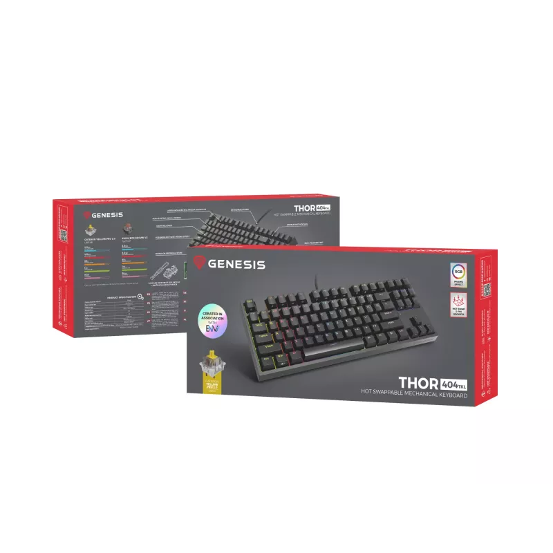 GENESIS Thor 404 TKL keyboard Gaming USB QWERTY US International Black