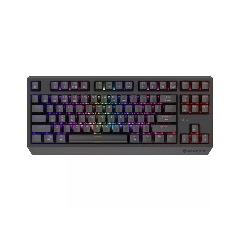 Mechanical Tenkeyless Gaming Keyboard GENESIS Thor 230 TKL — USB, RF Wireless, Bluetooth, 87-key QWERTY, Grey