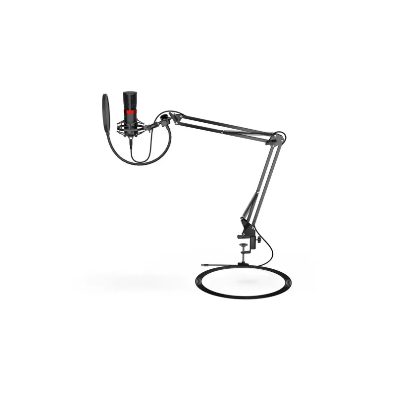 PC microphone ENDORFY Solum Streaming, USB-C wired cardioid, 48 kHz/16-bit, 18–21000 Hz, table mount, shock mount & pop filter