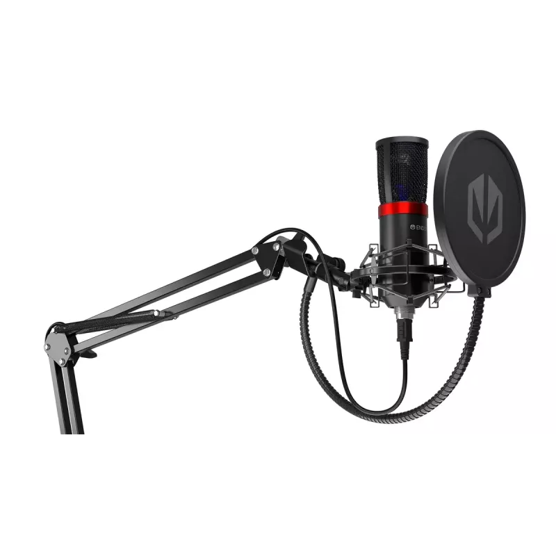 PC microphone ENDORFY Solum Streaming, USB-C wired cardioid, 48 kHz/16-bit, 18–21000 Hz, table mount, shock mount & pop filter
