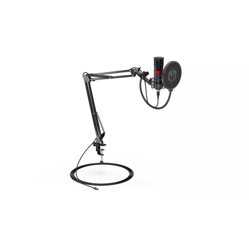 PC microphone ENDORFY Solum Streaming, USB-C wired cardioid, 48 kHz/16-bit, 18–21000 Hz, table mount, shock mount & pop filter