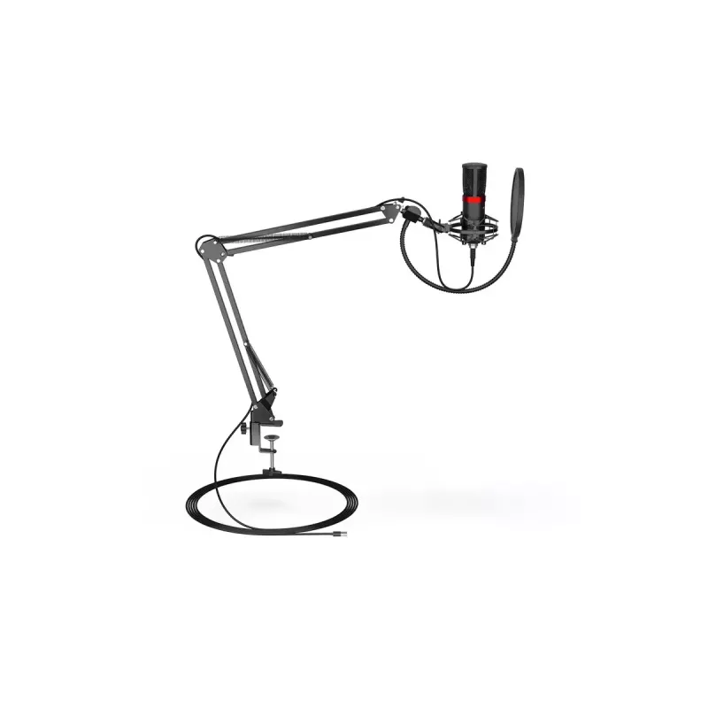 PC microphone ENDORFY Solum Streaming, USB-C wired cardioid, 48 kHz/16-bit, 18–21000 Hz, table mount, shock mount & pop filter