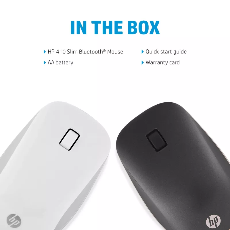 HP 410 Slim Silver Bluetooth Mouse, Ambidextrous, Bluetooth, 2000 DPI, Silver