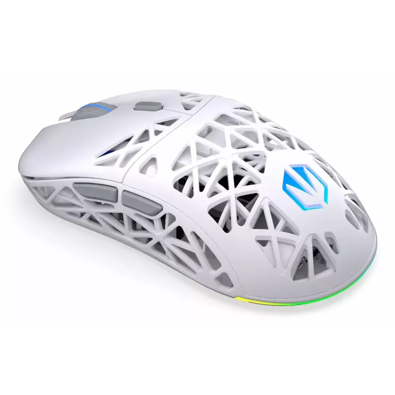 Wireless gaming mouse ENDORFY LIV Onyx White — Bluetooth/2.4GHz, 12000 DPI, ambidextrous, aRGB illumination, 6 buttons, USB-A/USB-C cable