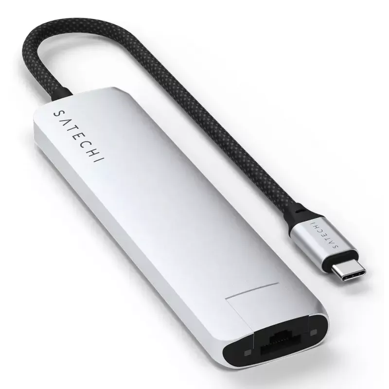 USB Type-C hub Satechi ST-P7SS with HDMI, USB 3.2 Gen 2, Gigabit Ethernet — 10000 Mbit/s, 4K@60Hz, Silver