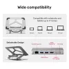 Laptop stand Unitek D1109A — aluminium adjustable stand with USB-C hub, HDMI, Gigabit Ethernet (fits 14 inch–17 inch)